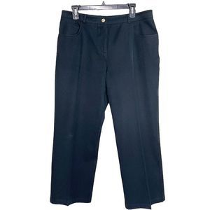 St John Sport Straight Black Crop Jeans Pants Metal Tag Logo 5 Pockets Size 12